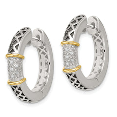 Sophia Jewelers Sterling Silver & 14K Gold Diamond Hoop Earrings