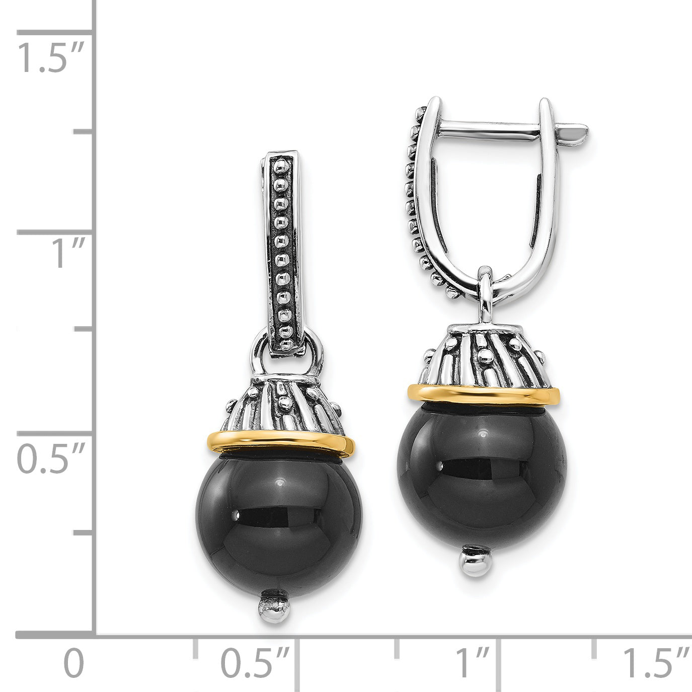 Sophia Jewelers Sterling Silver & 14K Gold Onyx Dangle Earrings