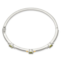 Sophia Jewelers Sterling Silver Peridot Bangle with 14K Gold Accents