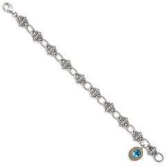 Sophia Jewelers Sterling Silver 14K Gold Swiss Blue Topaz Bracelet