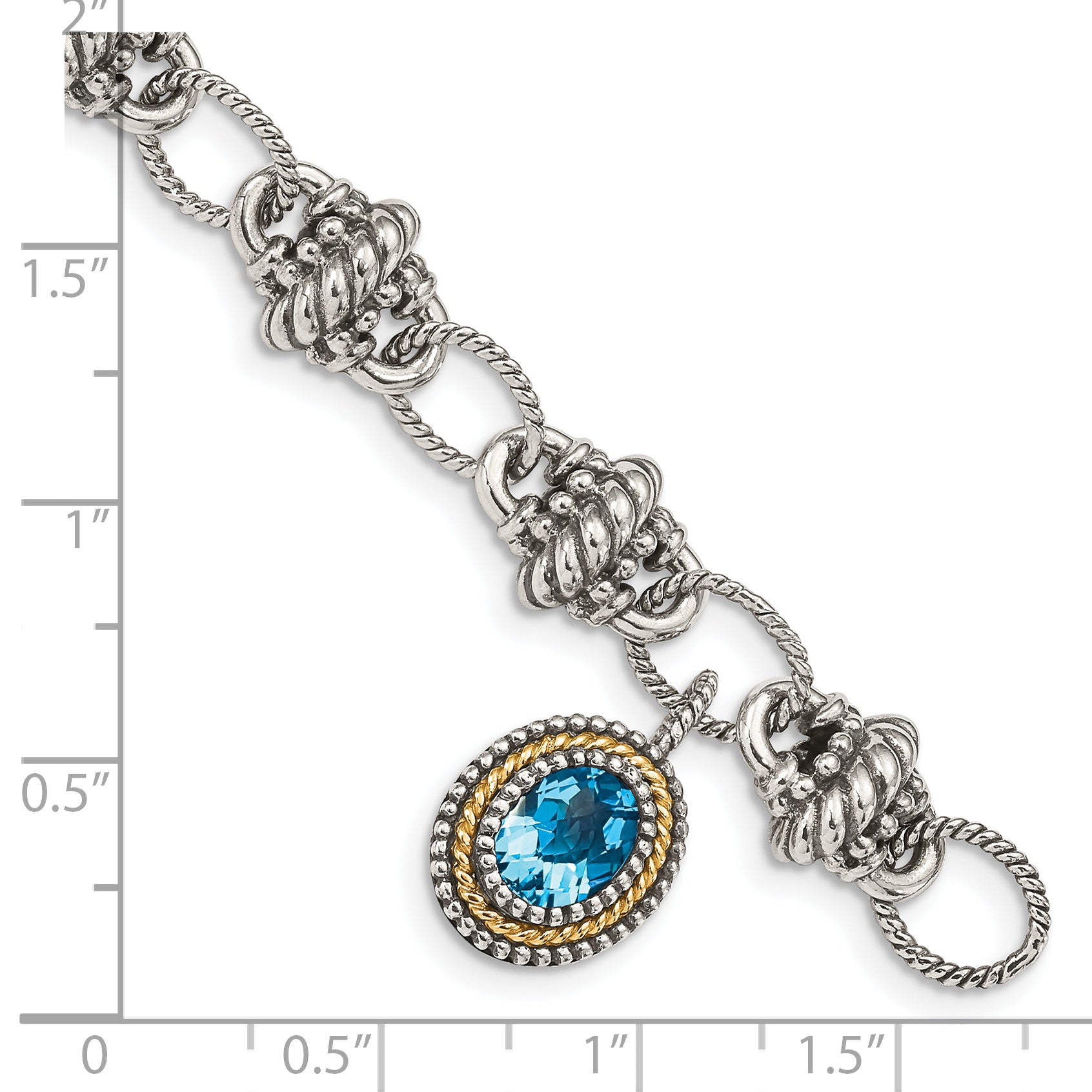 Sophia Jewelers Sterling Silver 14K Gold Swiss Blue Topaz Bracelet