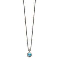 Shey Couture Sterling Silver with 14K Accent 18 Inch Antiqued Round Blue Topaz Necklace