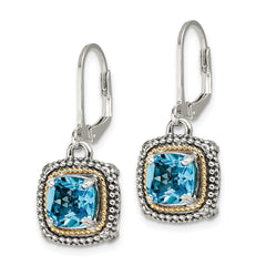 Sophia Jewelers Sterling Silver Topaz Earrings with 14K Accents Vintage Elegance