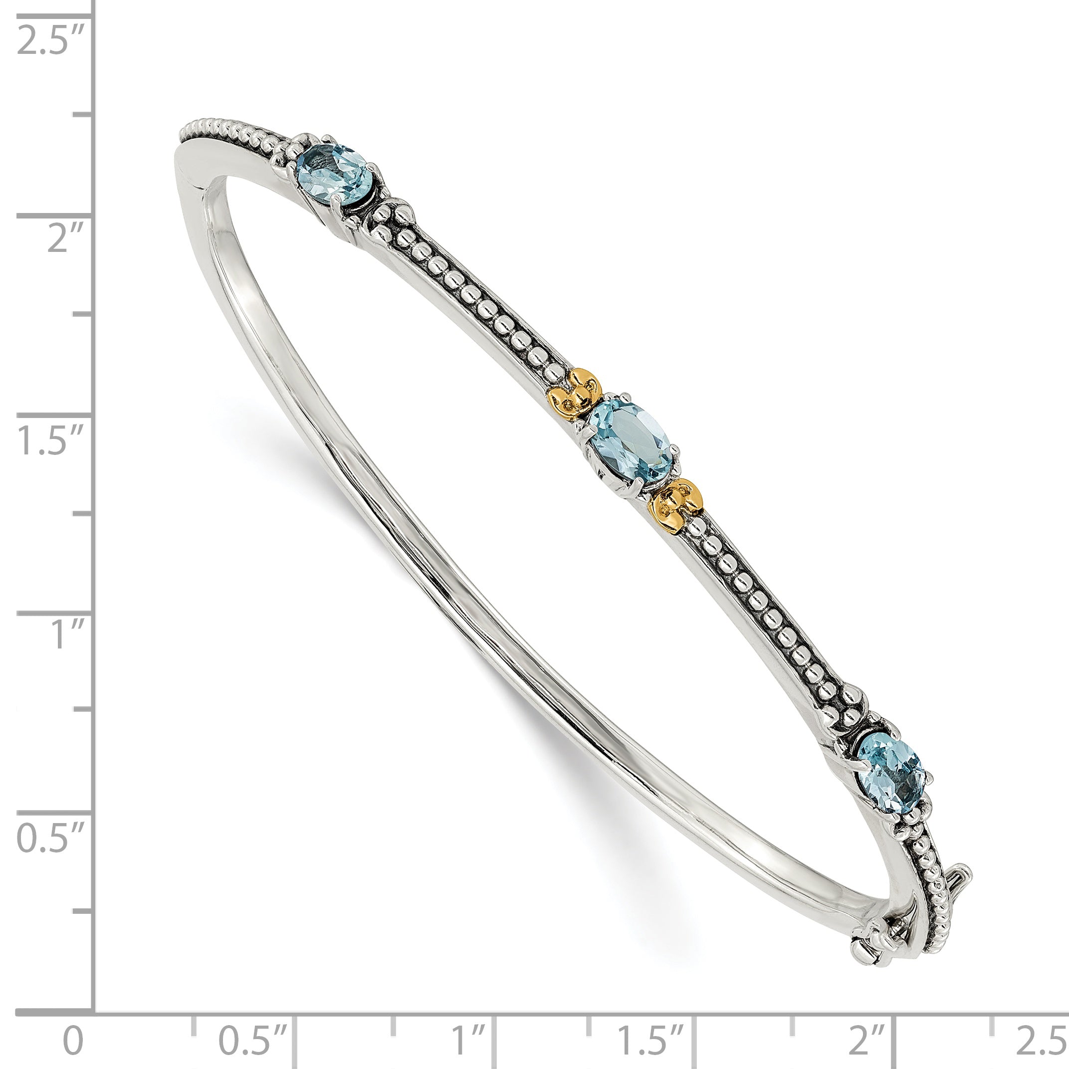 Shey Couture Sterling Silver 14K Gold Sky Blue Topaz Vintage Bangle