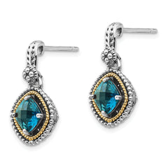 Shey Couture Sterling Silver 14K Accent Blue Topaz Dangle Earrings