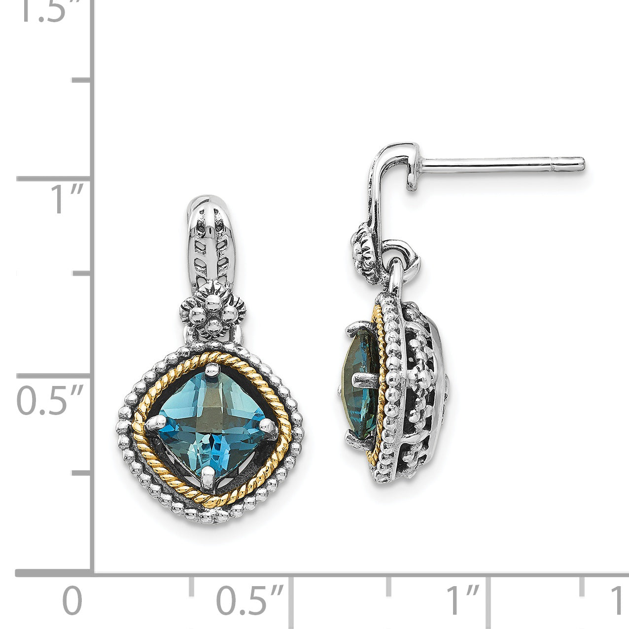 Shey Couture Sterling Silver 14K Accent Blue Topaz Dangle Earrings