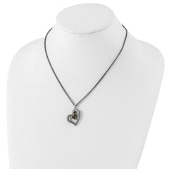 Shey Couture Sterling Silver with 14K Accent 18 Inch Antiqued Pav‚ .22Garnet and .20White Topaz Heart Necklace