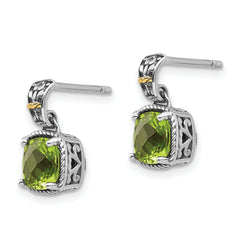 Shey Couture Sterling Silver Peridot Dangle Earrings with 14K Gold Accent