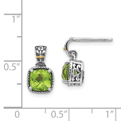 Shey Couture Sterling Silver Peridot Dangle Earrings with 14K Gold Accent