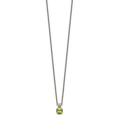 Shey Couture Sterling Silver with 14K Accent 18 Inch Antiqued Cushion Peridot Necklace