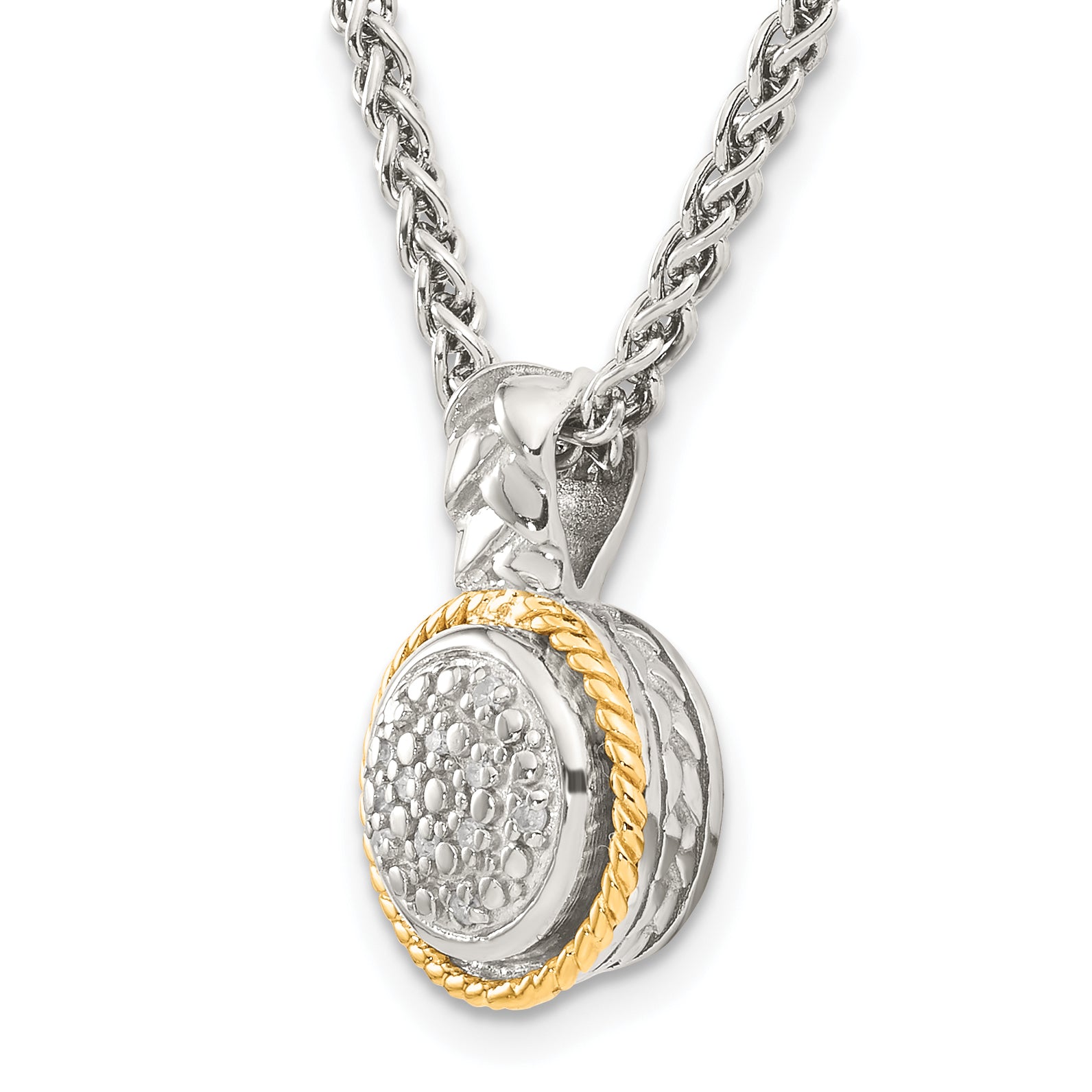 Shey Couture Sterling Silver Rhodium-plated with 14K Accent 18 Inch Polished Diamond Necklace