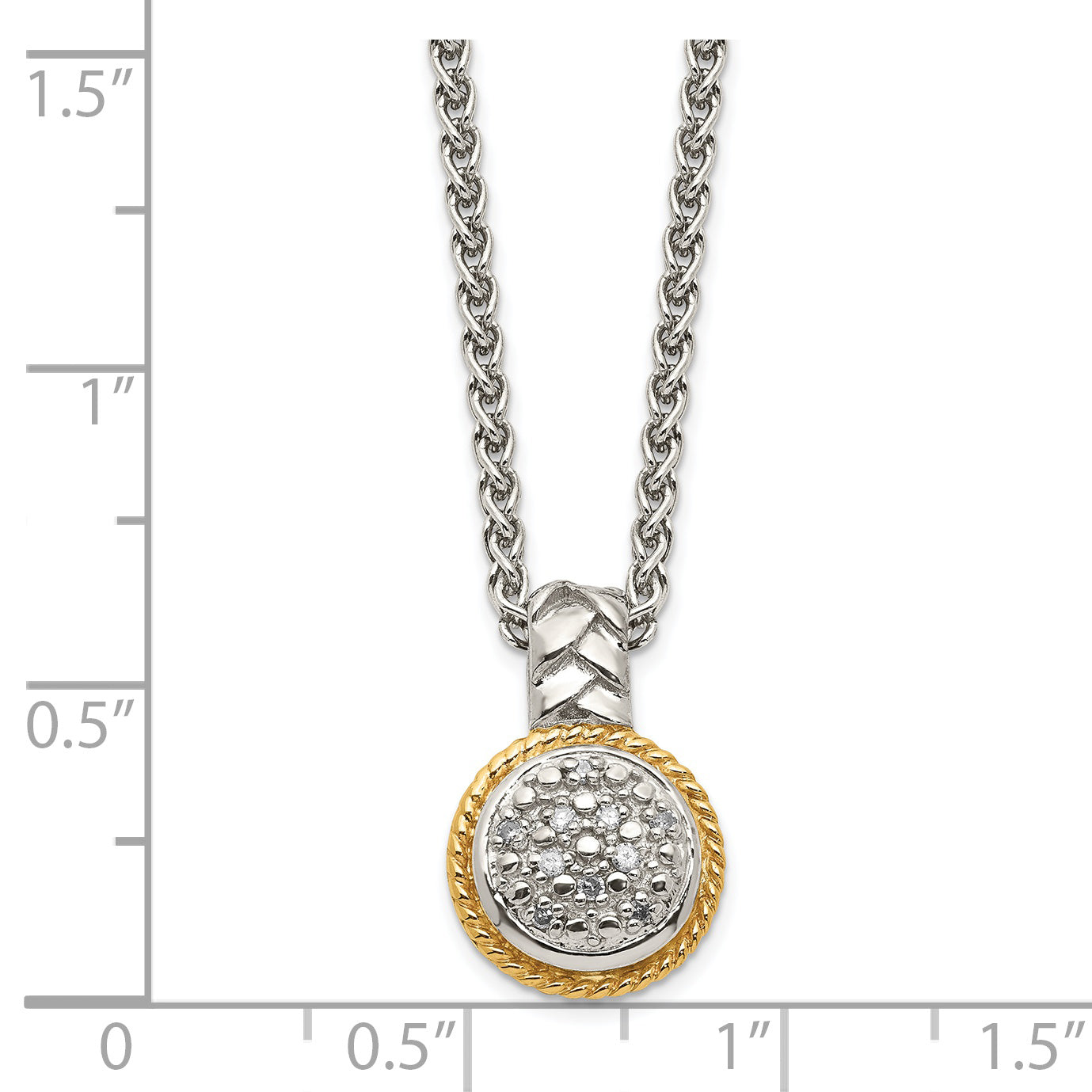 Shey Couture Sterling Silver Rhodium-plated with 14K Accent 18 Inch Polished Diamond Necklace