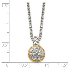 Shey Couture Sterling Silver Rhodium-plated with 14K Accent 18 Inch Polished Diamond Necklace