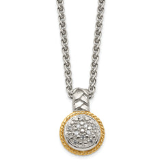 Shey Couture Sterling Silver Rhodium-plated with 14K Accent 18 Inch Polished Diamond Necklace