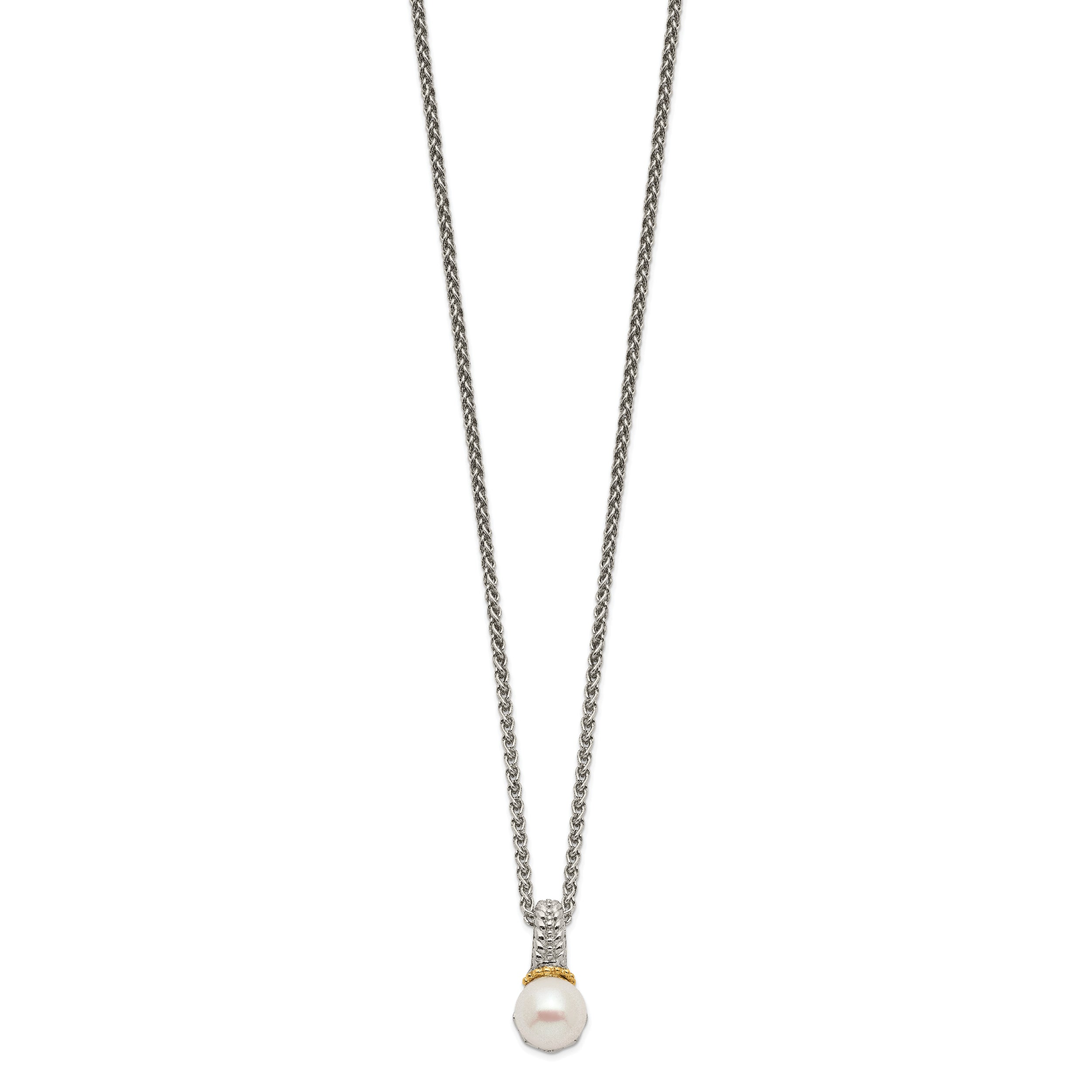 Shey Couture Sterling Silver Rhodium-plated with 14K Accent 18 Inch 8-9mm Freshwater Cultured Pearl Necklace