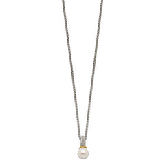 Shey Couture Sterling Silver Rhodium-plated with 14K Accent 18 Inch 8-9mm Freshwater Cultured Pearl Necklace