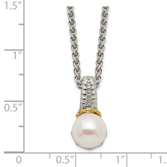 Shey Couture Sterling Silver Rhodium-plated with 14K Accent 18 Inch 8-9mm Freshwater Cultured Pearl Necklace