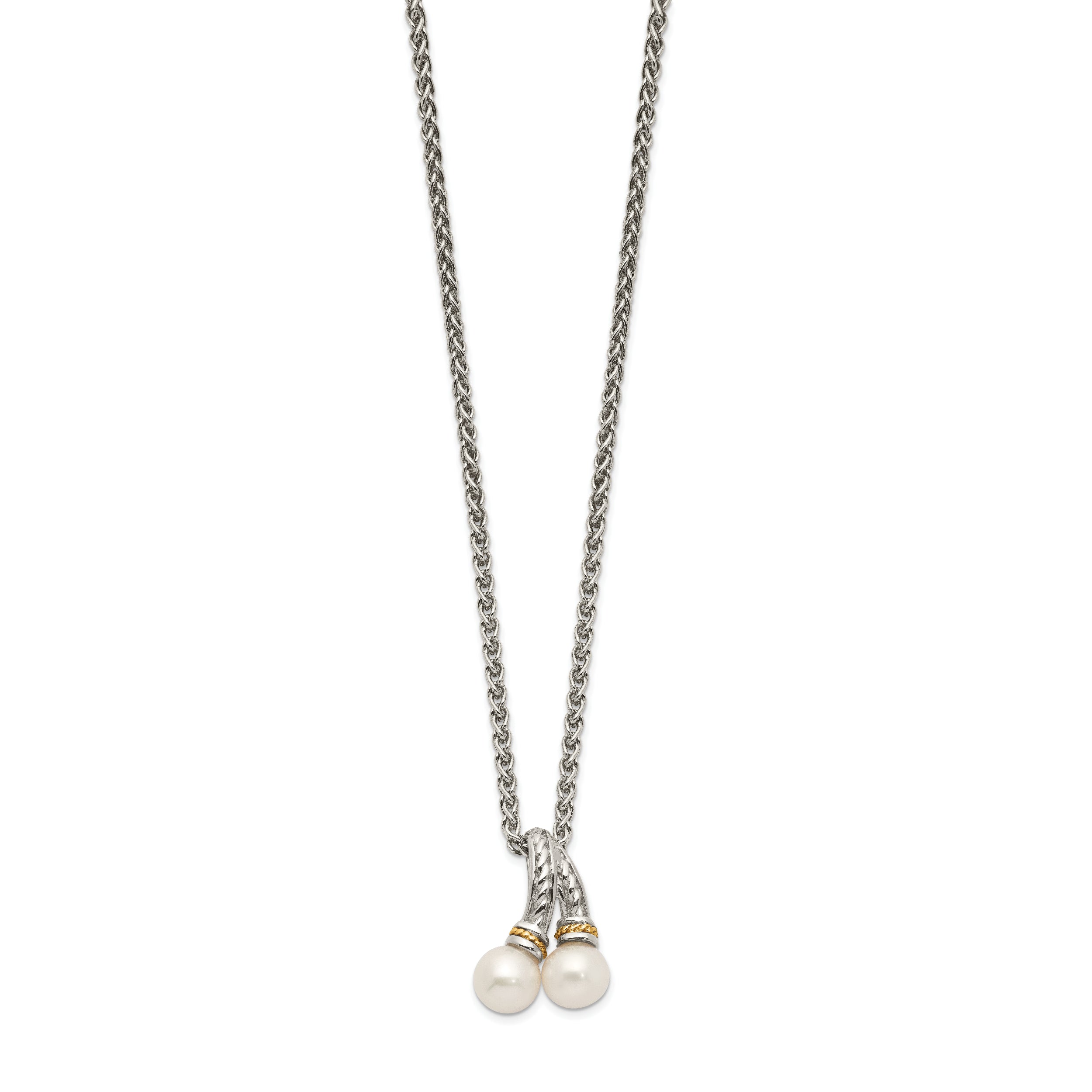 Shey Couture Sterling Silver Rhodium-plated with 14K Accent 18 Inch 6-7mm Freshwater Cultured Pearl Necklace