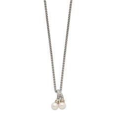 Shey Couture Sterling Silver Rhodium-plated with 14K Accent 18 Inch 6-7mm Freshwater Cultured Pearl Necklace