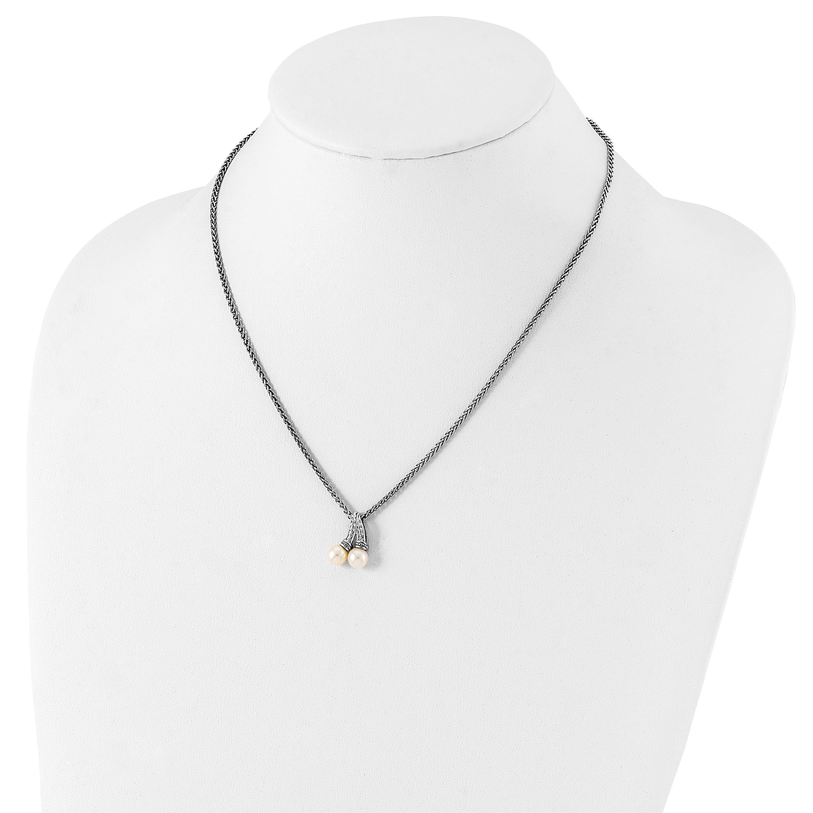 Shey Couture Sterling Silver Rhodium-plated with 14K Accent 18 Inch 6-7mm Freshwater Cultured Pearl Necklace