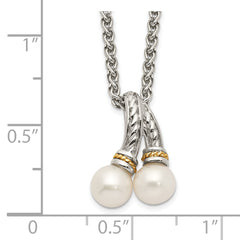 Shey Couture Sterling Silver Rhodium-plated with 14K Accent 18 Inch 6-7mm Freshwater Cultured Pearl Necklace