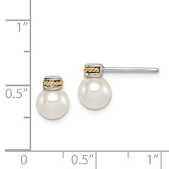 Shey Couture Sterling Silver with 14K Accent Freshwater Cultured Pearl Post Earrings