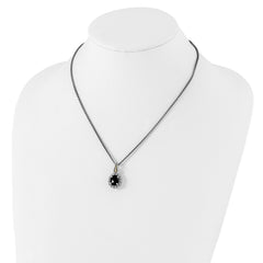 Shey Couture Sterling Silver with 14K Accent 18 Inch Antiqued Checkerboard-cut Black Onyx Necklace