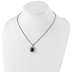 Shey Couture Sterling Silver with 14K Accent 18 Inch Antiqued Checkerboard-cut Black Onyx Necklace