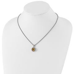 Shey Couture Sterling Silver with 14K Accent 18 Inch Antiqued Round Citrine Necklace