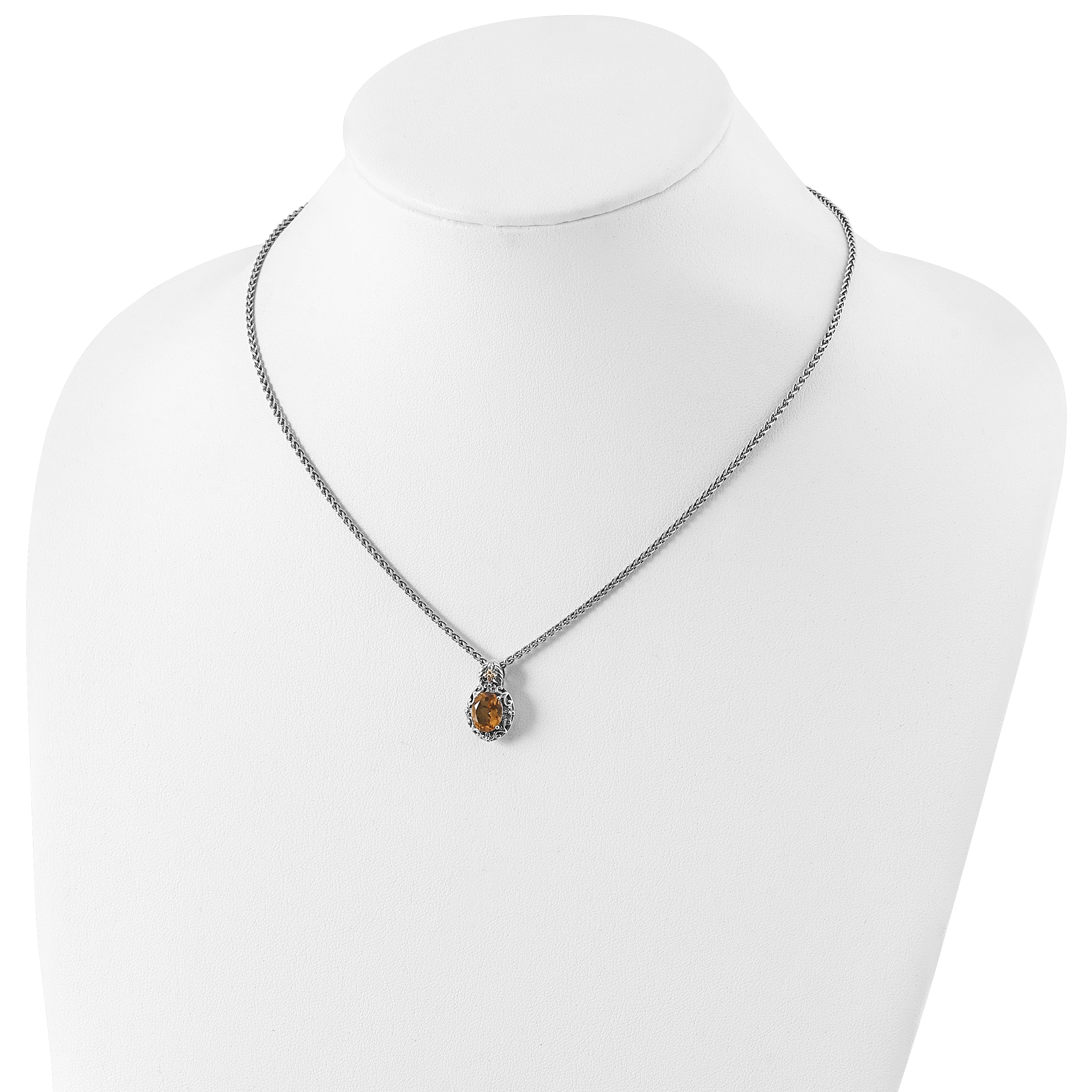 Shey Couture Sterling Silver with 14K Accent 18 Inch Antiqued Oval Citrine Necklace