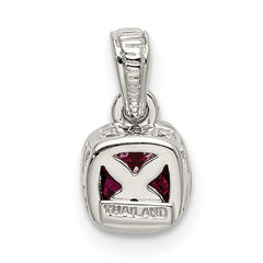 Shey Couture Sterling Silver Rhodium-plated with 14k Accent Polished Cushion-cut Created Ruby Pendant