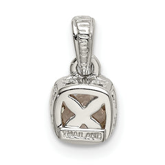 Shey Couture Sterling Silver Rhodium-plated with 14k Accent Polished Cushion-cut White Topaz Pendant