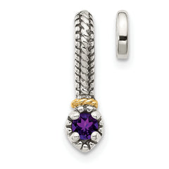 Shey Couture Sterling Silver Antiqued with 14k Accent Polished Amethyst Chain Slide Pendant