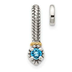 Shey Couture Sterling Silver Antiqued with 14k Accent Polished Blue Topaz Chain Slide Pendant