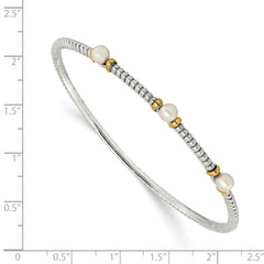 Sophia Jewelers Sterling Silver 14K Gold Pearl Bangle Bracelet