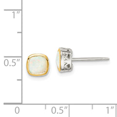 Shey Couture Sterling Silver Rhodium-plated with 14k Accent Milky Opal Square Stud Earrings