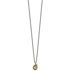 Shey Couture Sterling Silver with 14K Accent 18 Inch Antiqued Braided Oval Citrine Necklace