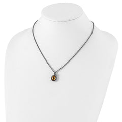 Shey Couture Sterling Silver with 14K Accent 18 Inch Antiqued Braided Oval Citrine Necklace