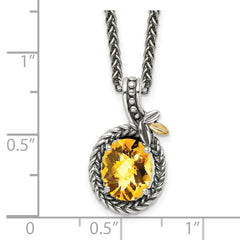 Shey Couture Sterling Silver with 14K Accent 18 Inch Antiqued Braided Oval Citrine Necklace