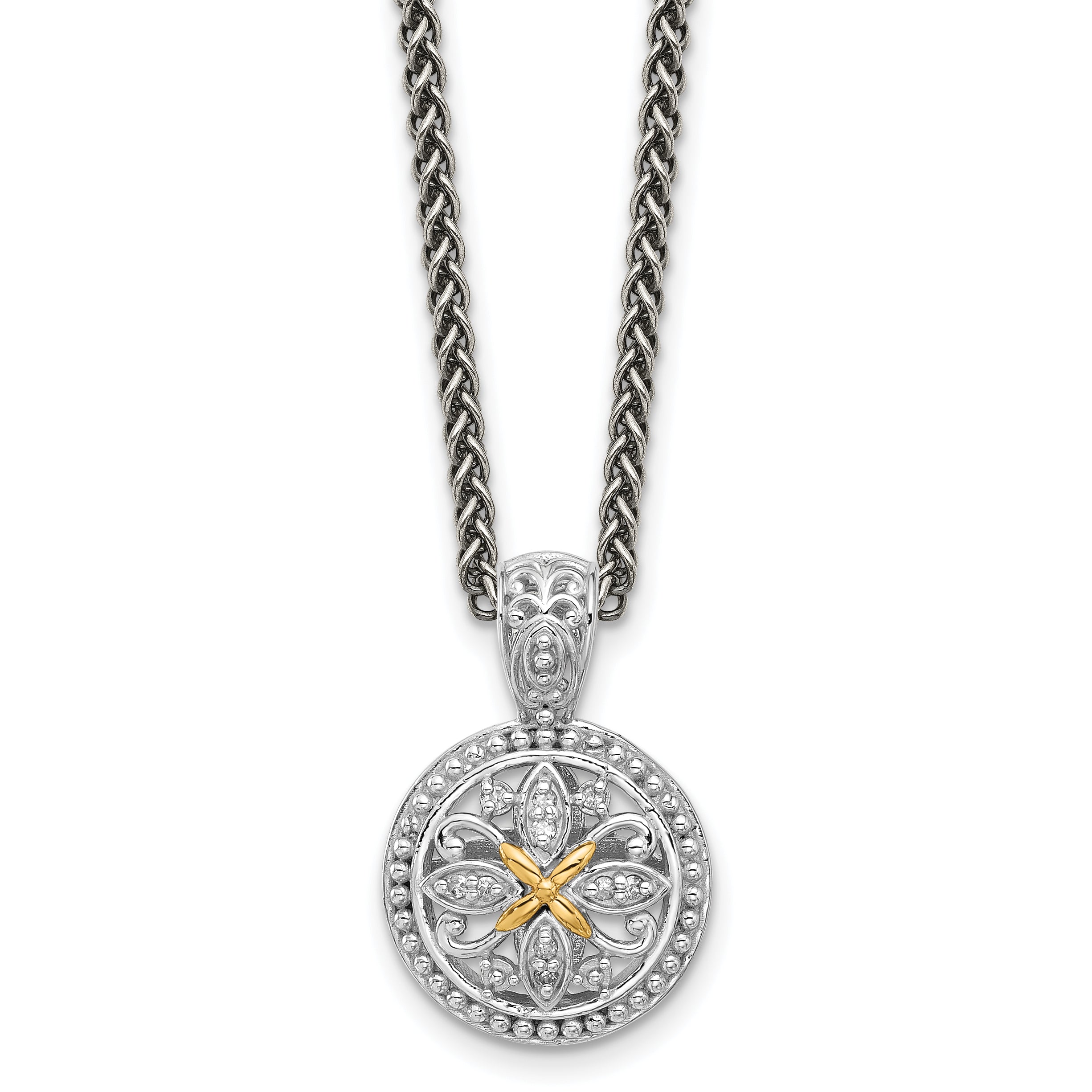 Shey Couture Sterling Silver Rhodium-plated with 14K Accent and Diamond 18 inch Necklace