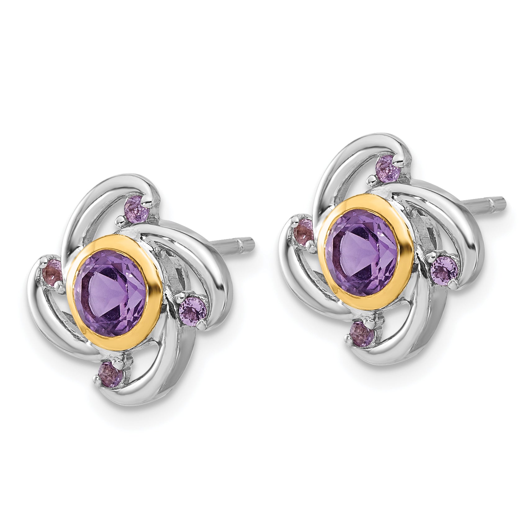 Shey Couture Sterling Silver Rhodium-plated with 14k Accent 1.05Amethyst and .12Pink Quartz Earrings