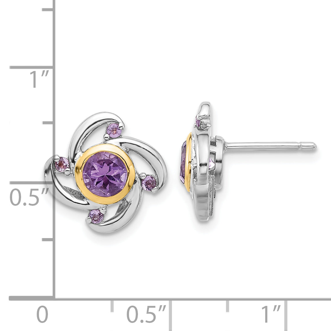 Shey Couture Sterling Silver Rhodium-plated with 14k Accent 1.05Amethyst and .12Pink Quartz Earrings