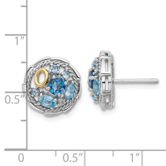 Shey Couture Sterling Silver Rhodium-plated with 14k Accent .59 London Blue Topaz / .70 Swiss Blue Topaz / .01White Topaz Earrings