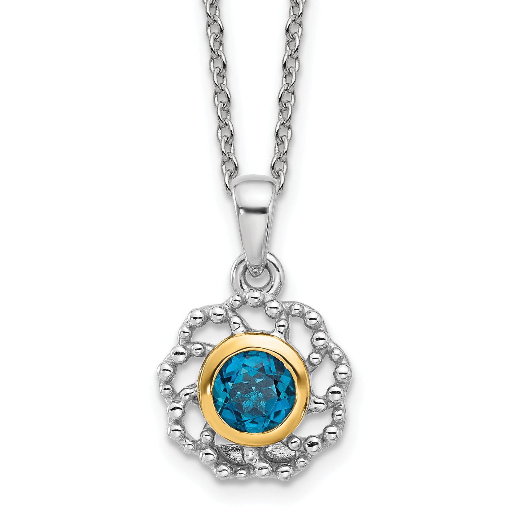 Shey Couture Sterling Silver Rhodium-plated with 14k Accent London Blue Topaz 18 inch Necklace