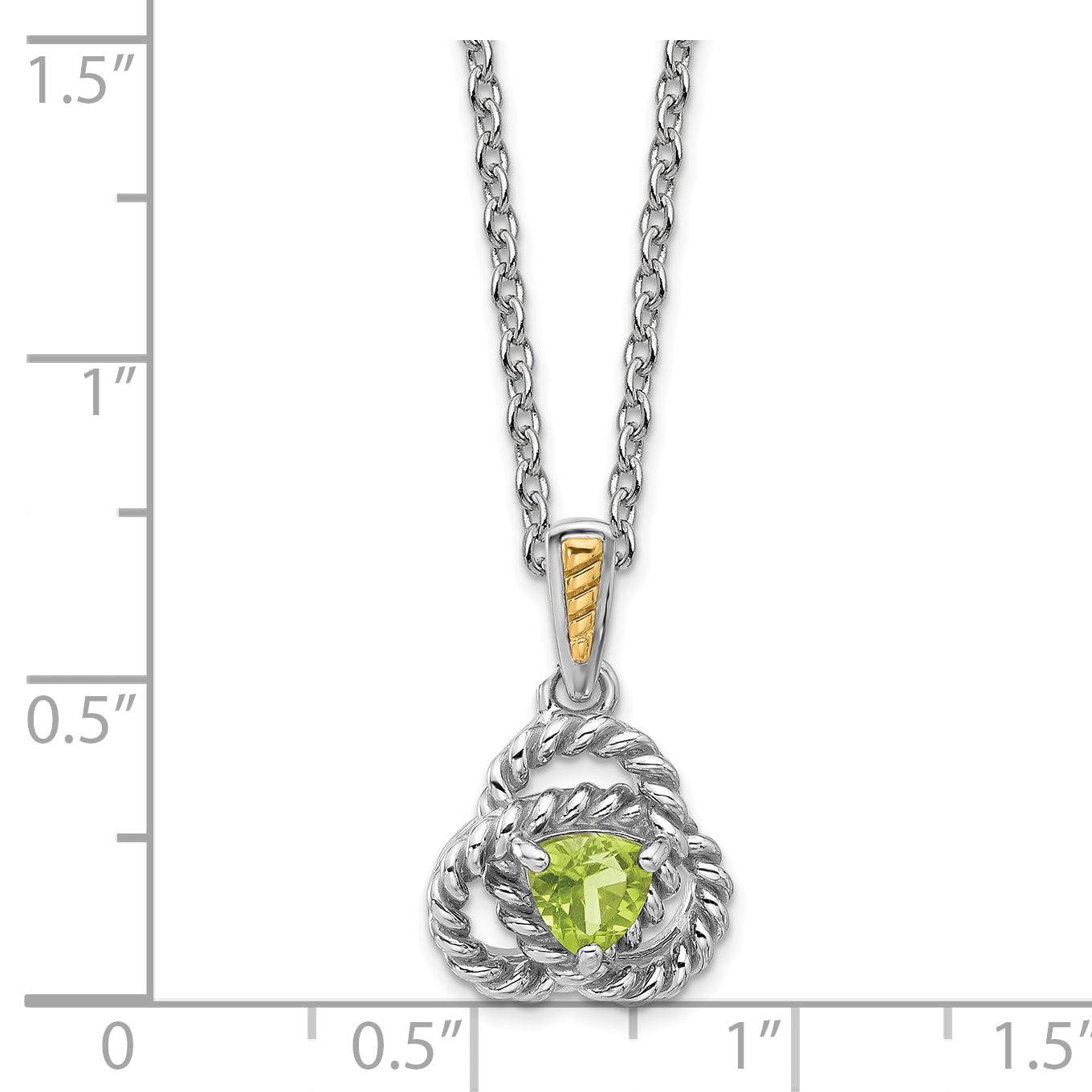 Shey Couture Sterling Silver Rhodium-plated with 14k Accent Peridot 18 inch Necklace