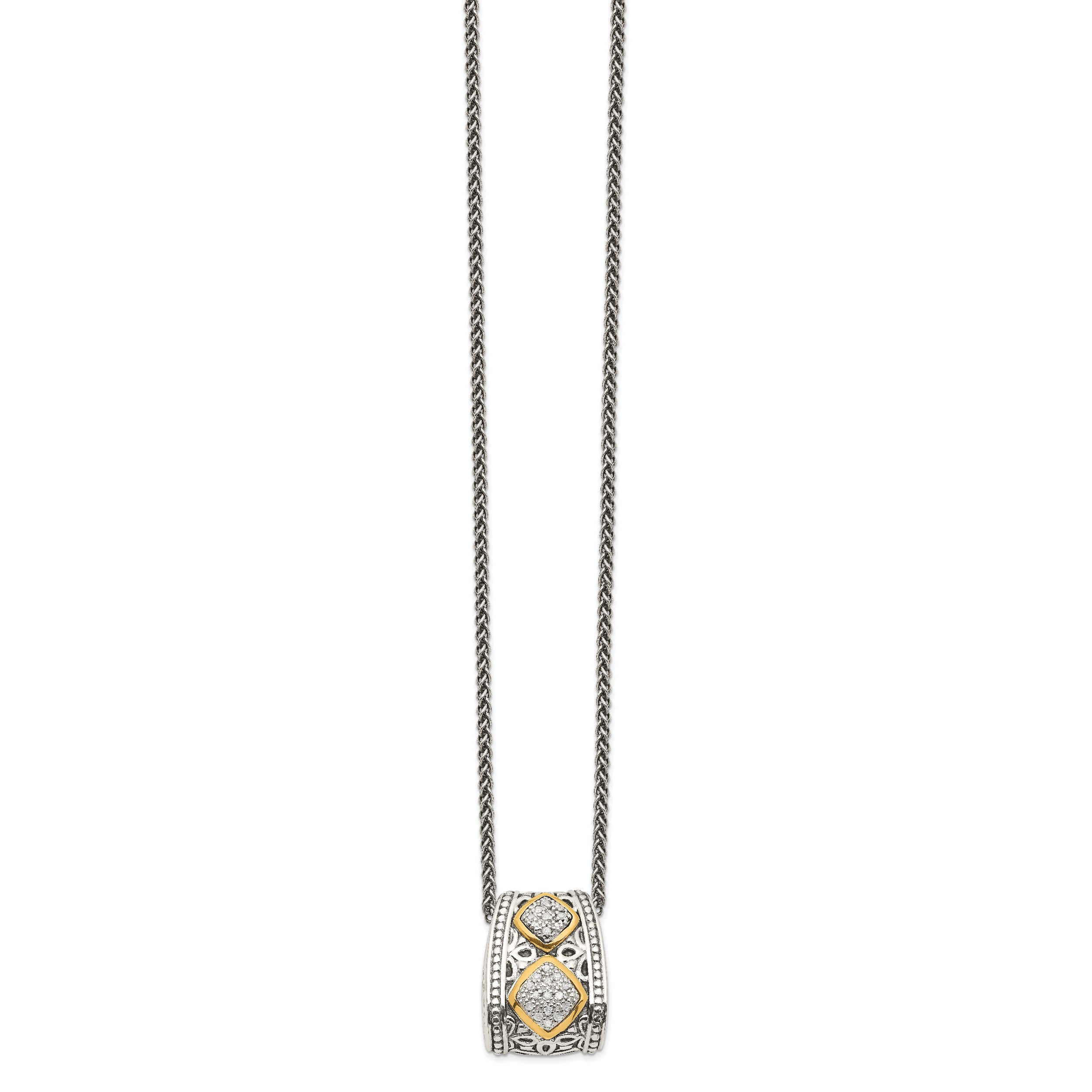 Shey Couture Sterling Silver Antiqued with 14K Accent Diamond 18 Inch Necklace