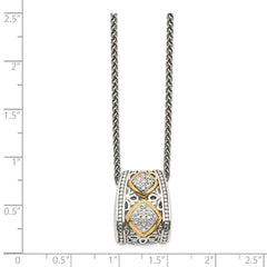 Shey Couture Sterling Silver Antiqued with 14K Accent Diamond 18 Inch Necklace