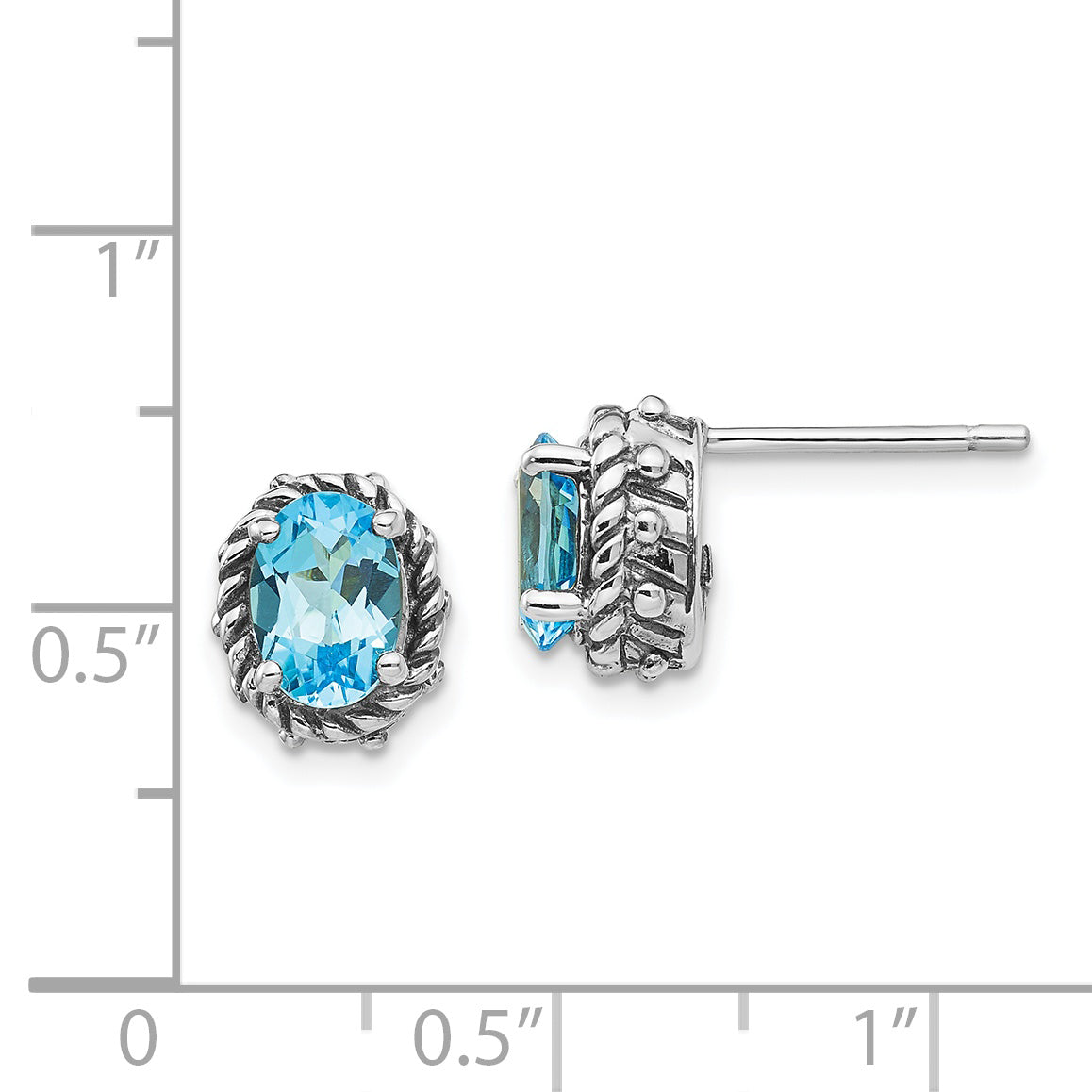 Sophia Jewelers 925 Silver Blue Topaz Antique Stud Earrings for Women