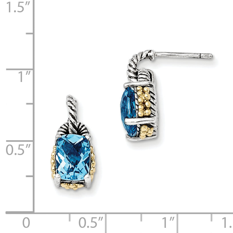 Sophia Jewelers Two-Tone 14K Gold Sky Blue Topaz Drop Earrings