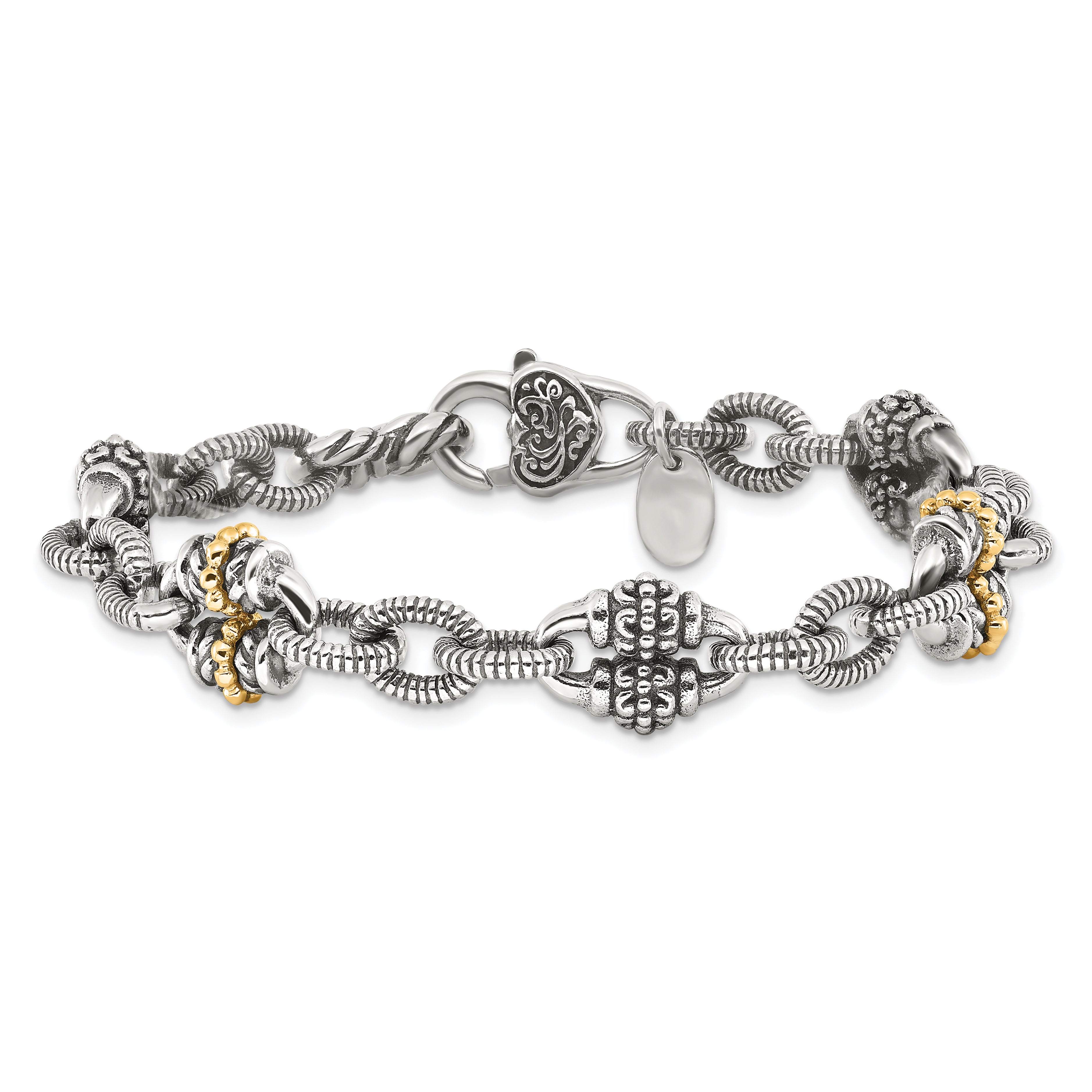 Shey Couture Sterling Silver with 14K Accent7.5 Inch Antiqued Bracelet